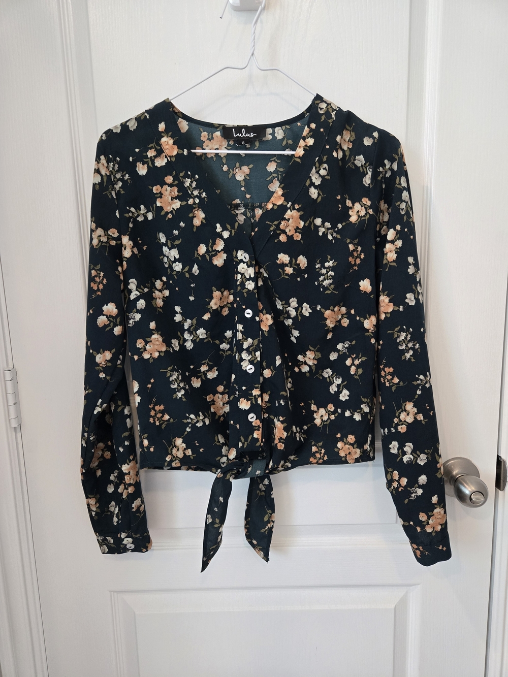 Lulu's Cole Valley Floral Print Tie-Front Top